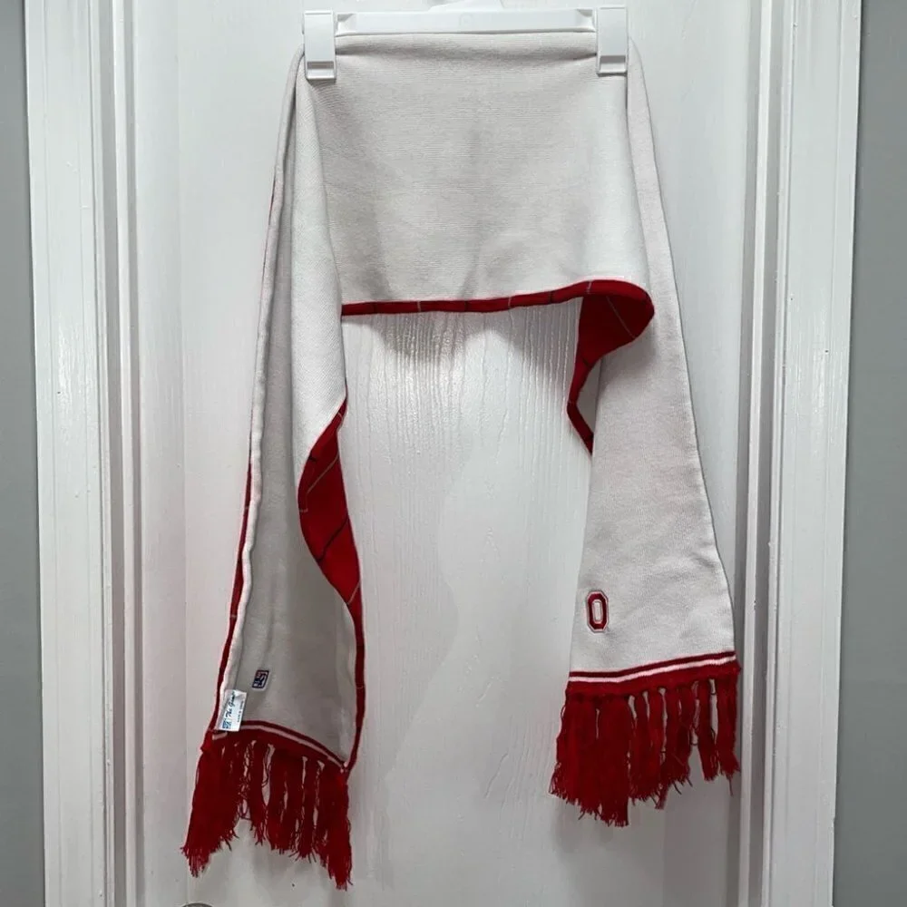 Scarf Ohio State University Striped Reversible Buckeyes OSU Fringe Hem